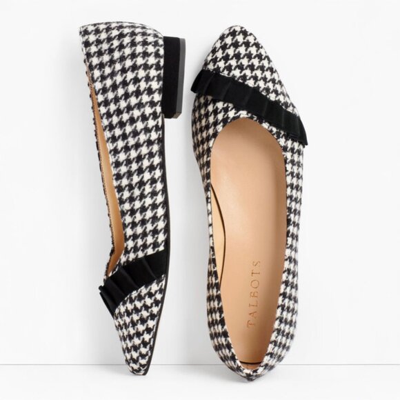 Talbots Shoes - Talbots Houndstooth Pleated Flats SIZE 8